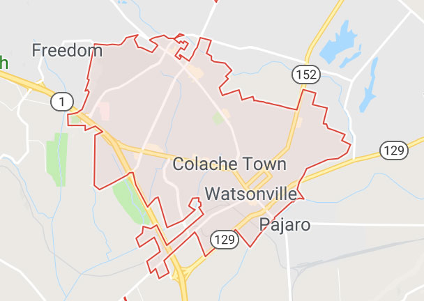 A map of Watsonville.